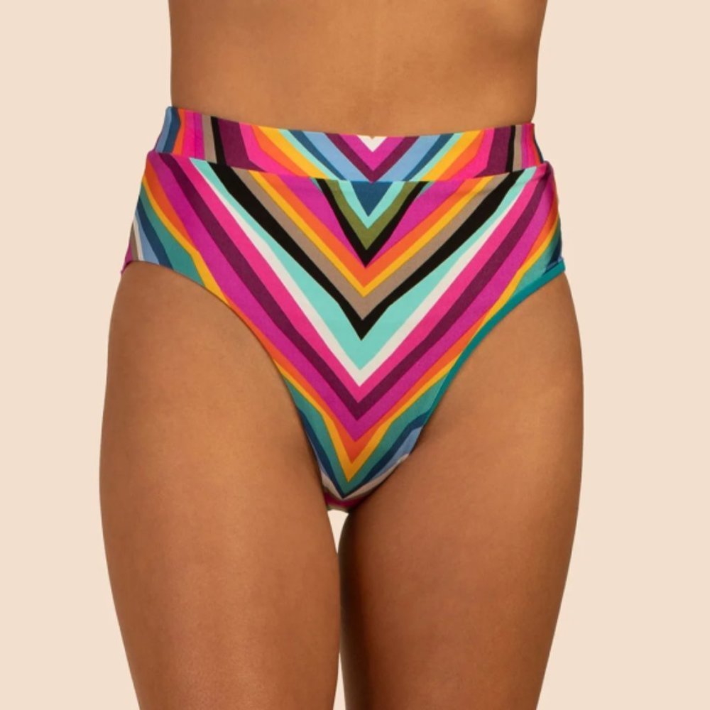 Trina Turk 'Louvre' Striped High-Waist Bikini Bottom, Multicolor - Picture 1 of 2